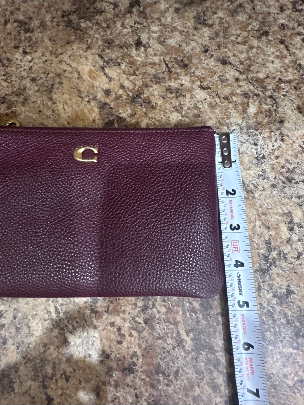 Coach Pebbled Merlot Signature Corner Zip Wristlet NWT Quiet Luxury Old Money - Picture 7 of 9